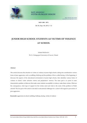 Junior High School Students As Victims of Violence at School