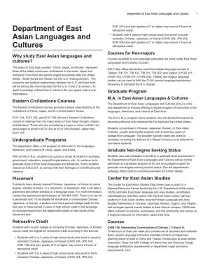Department of East Asian Languages and Cultures 1