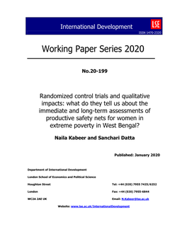 Working Paper Series 2020