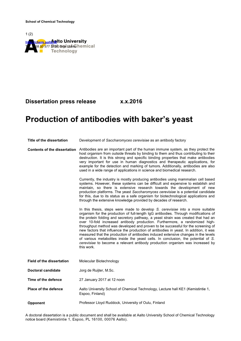 Production of Antibodies with Baker S Yeast