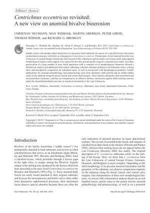 Centrichnus Eccentricus Revisited: a New View on Anomiid Bivalve Bioerosion