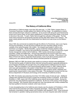 The History of California Wine