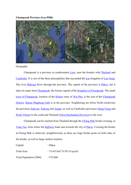 Champasak Province (Lao PDR) Geography Champasak Is A