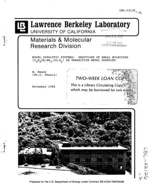 Lawrence Berkeley Labqf!T.Tory UNIVERSITY of CALIFORNIA EC-~"~ ""