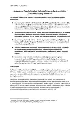 Measles and Rubella Initiative Outbreak Response Fund Application Standard Operating Procedures