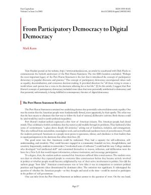 From Participatory Democracy to Digital Democracy