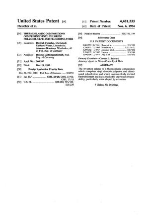 United States Patent (19) 11 Patent Number: 4,481,333 Fleischer Et Al