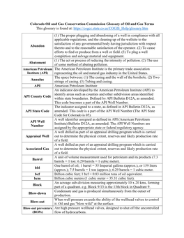 COGCC O&G Terms