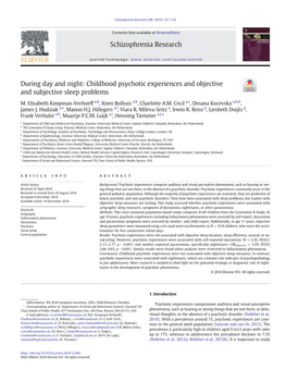 Childhood Psychotic Experiences and Objective and Subjective Sleep Problems