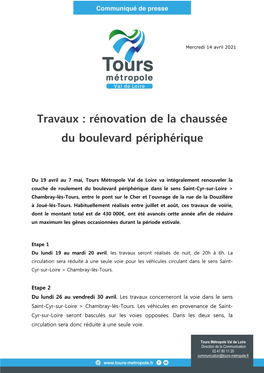 Travaux : Rénovation De La Chaussée Du Boulevard Périphérique