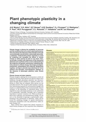 Plant Phenotypic Plasticity in a Changing Climate