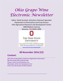 Ohio Grape-Wine Electronic Newsletter