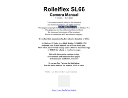 Rolleiflex SL66 Camera Manual 7-15-2014 / 8-27-2021