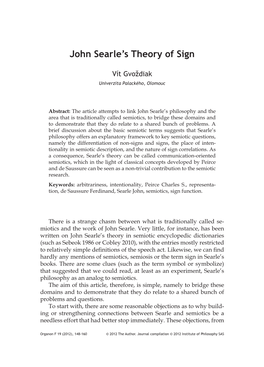 John Searle's Theory of Sign