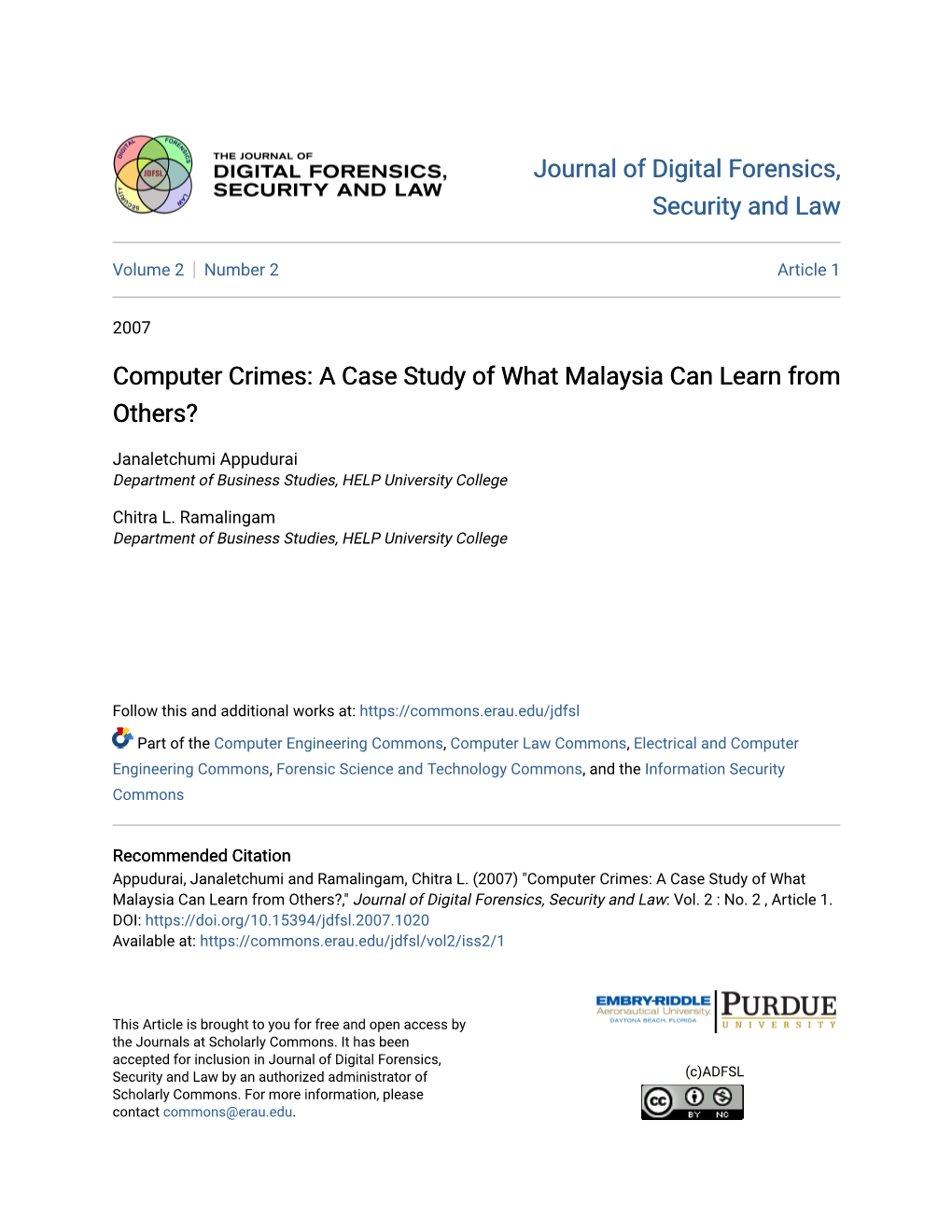 Computer Crimes: a Case Study of What Malaysia Can Learn from Others?