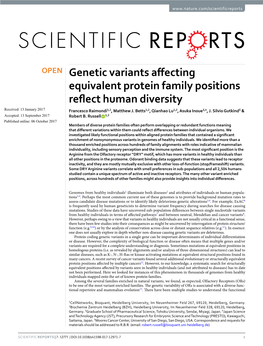 Genetic Variants Affecting Equivalent Protein Family Positions Reflect