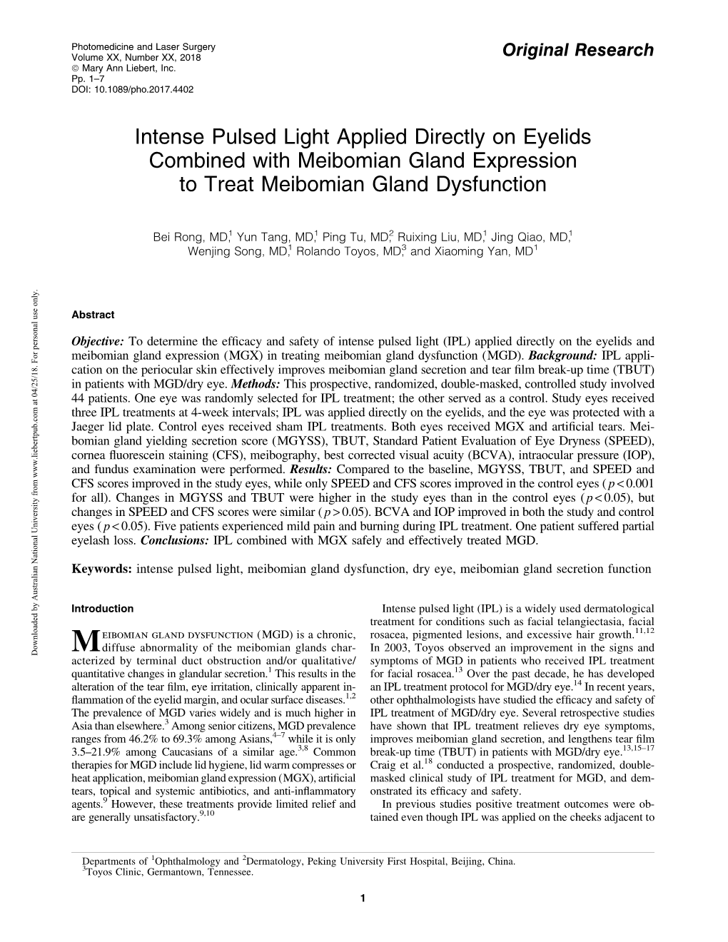 IPL Applied Directly on Eyelids Combined with MGX to Treat
