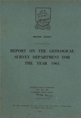 Report on the Geological Survey Department for the Year 1961