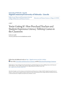 You're Getting It!: How Preschool Teachers and Students Experience Literacy Tabletop Games in the Classroom