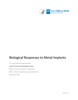 Responses to Metal Implants