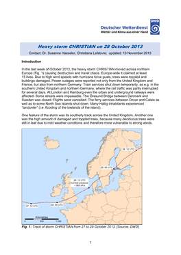 Heavy Storm CHRISTIAN on 28 October 2013 Contact: Dr