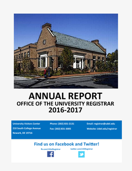 Annual Report Office of the University Registrar 2016-2017