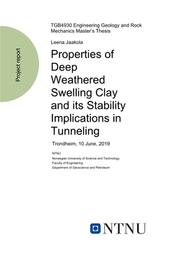 Properties of Deep Weathered Swelling Clay and Its Stability Implications in Tunneling