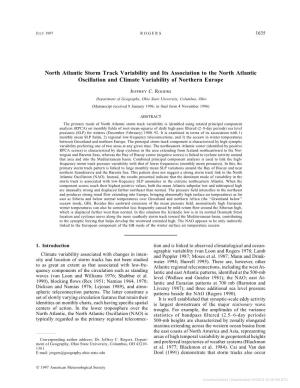 North Atlantic Storm Track Variability and Its Association to the North Atlantic Oscillation and Climate Variability of Northern Europe