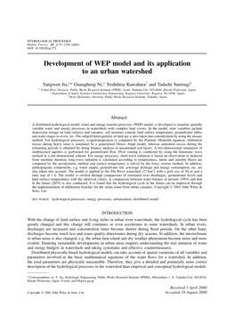Development of WEP Model and Its Application to an Urban Watershed