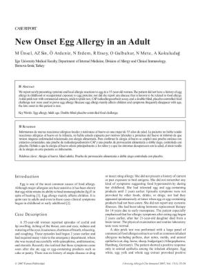 New Onset Egg Allergy in an Adult