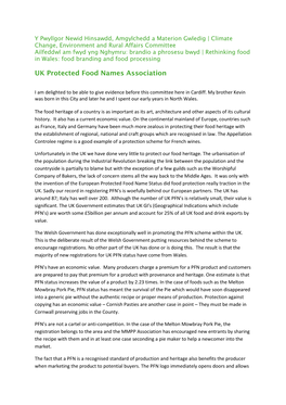 UK Protected Food Names Association , Item 2. PDF 328 KB