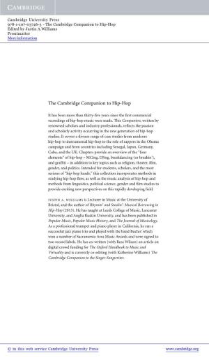 The Cambridge Companion to Hip-Hop Edited by Justin A.Williams Frontmatter More Information