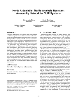 Herd: a Scalable, Traffic Analysis Resistant Anonymity Network