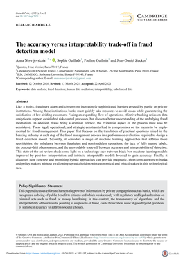 The Accuracy Versus Interpretability Trade-Off in Fraud Detection Model