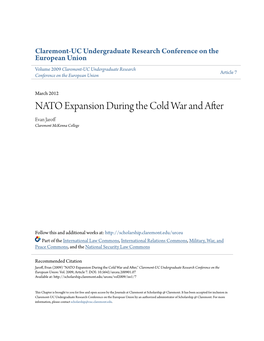 NATO Expansion During the Cold War and After Evan Jaroff Claremont Mckenna College