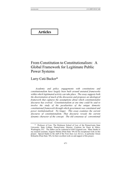 Articles from Constitution to Constitutionalism
