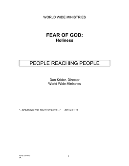 Fear of God--Holiness