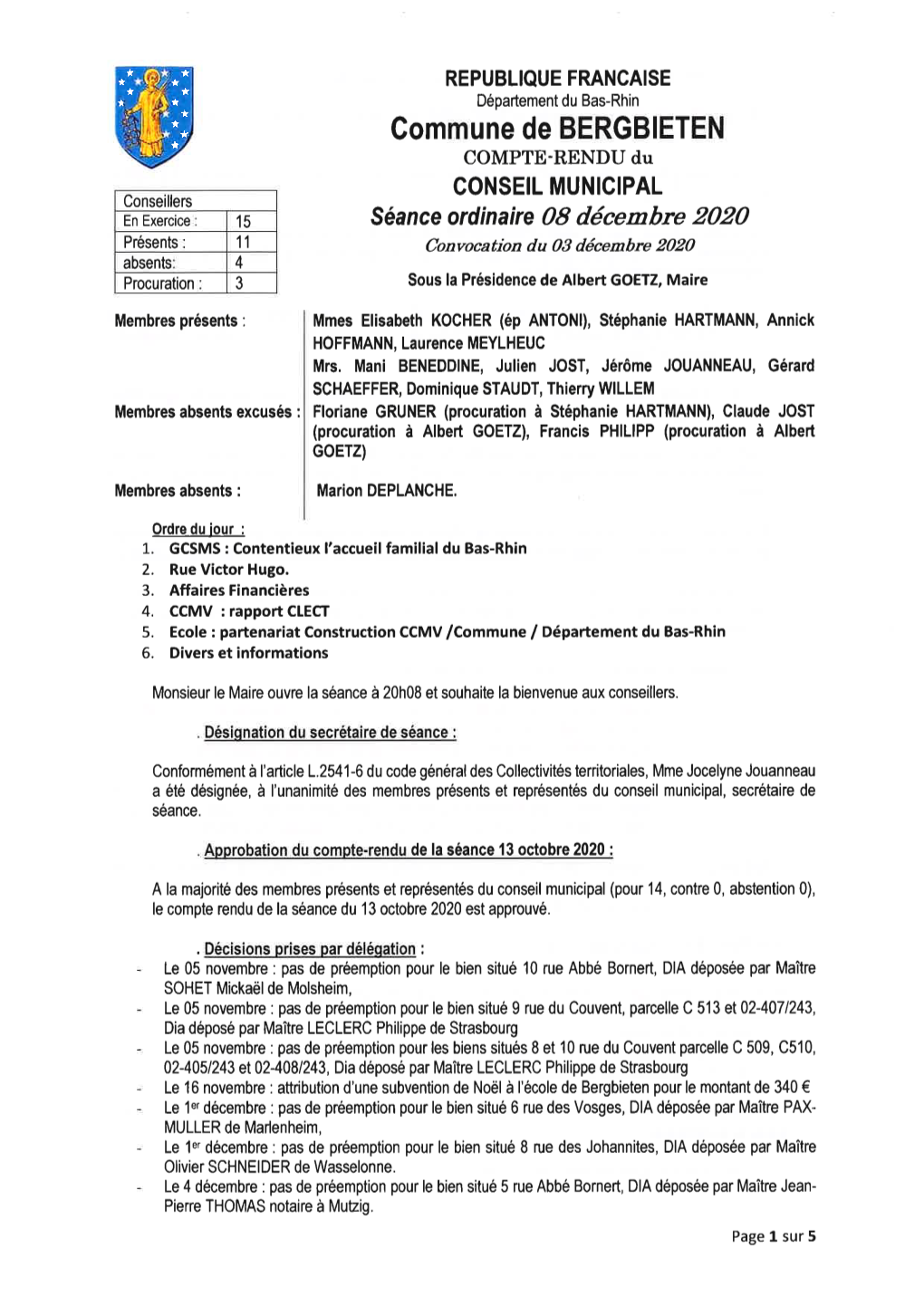 Séance Du 8 Décembre 2020