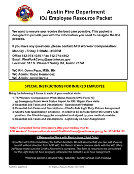 Austin Fire Department IOJ Employee Resource Packet