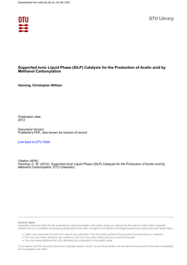 Catalysis for the Production of Acetic Acid by Methanol Carbonylation