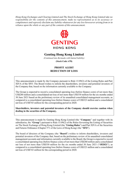 Genting Hong Kong Limited (Continued Into Bermuda with Limited Liability) (Stock Code: 678)