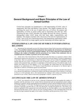 General Background and Basic Principles of the Law of Armed Conflict