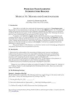 Module 10: Meiosis and Gametogenesis