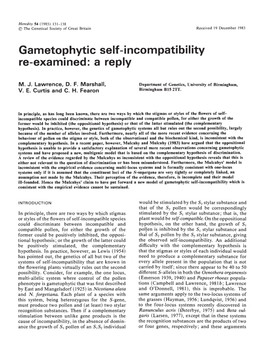 Gametophytic Self-Incompatibility Re-Examined: a Reply