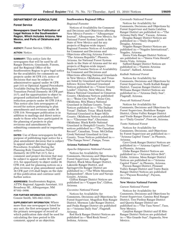 Federal Register/Vol. 75, No. 72/Thursday, April 15, 2010/Notices