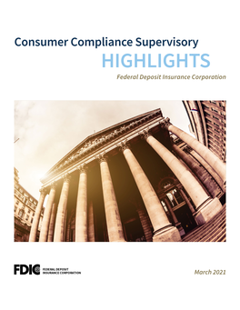 Consumer Compliance Supervisory HIGHLIGHTS March 2021