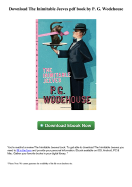 Download the Inimitable Jeeves Pdf Book by P. G. Wodehouse