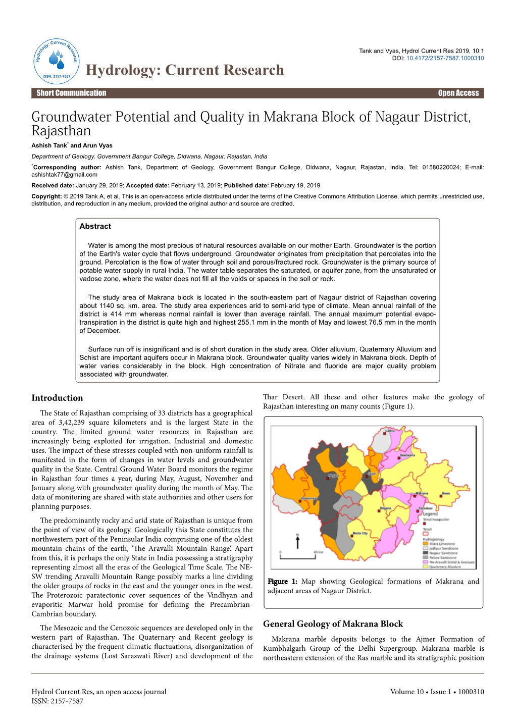 Groundwater Potential and Quality in Makrana Block of Nagaur District
