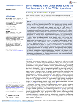 Excess Mortality in the United States During the First Three Months of the COVID-19 Pandemic Cambridge.Org/Hyg