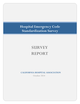 2014 Hospital Emergency Code Standardization Survey TABLE of CONTENTS